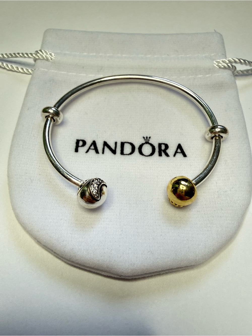 ALE S925 Moon Moments Two-tone Sun & Open Bangle Pandora 7.9 inch